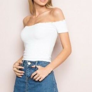 Brandy Melville white off shoulder top